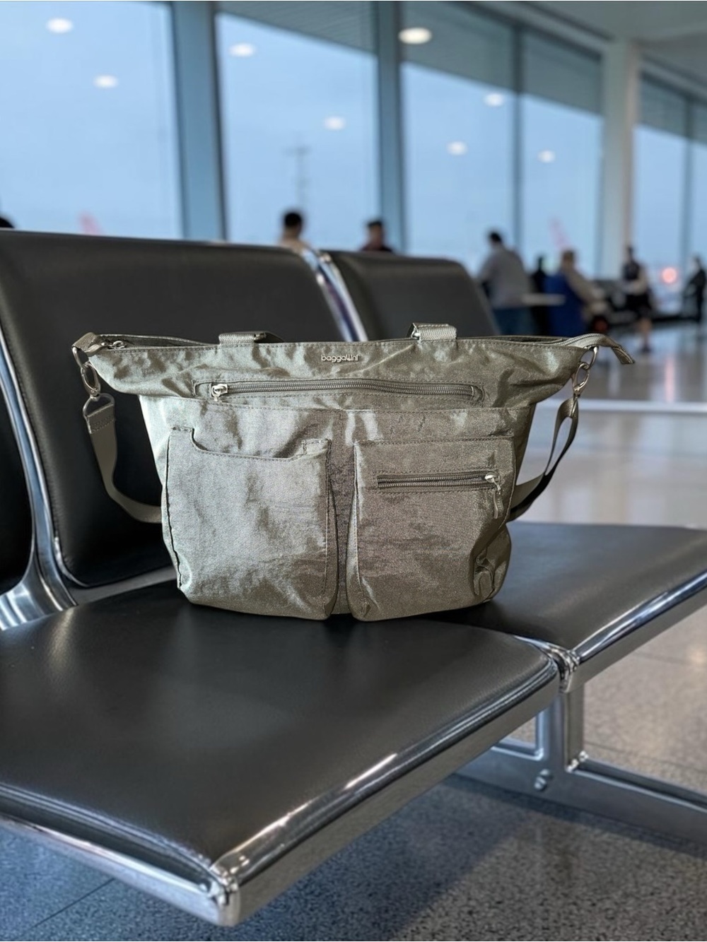 Baggallini Sterling Shimmer Any Day Tote Travel Bag with Multiple Pockets RFID